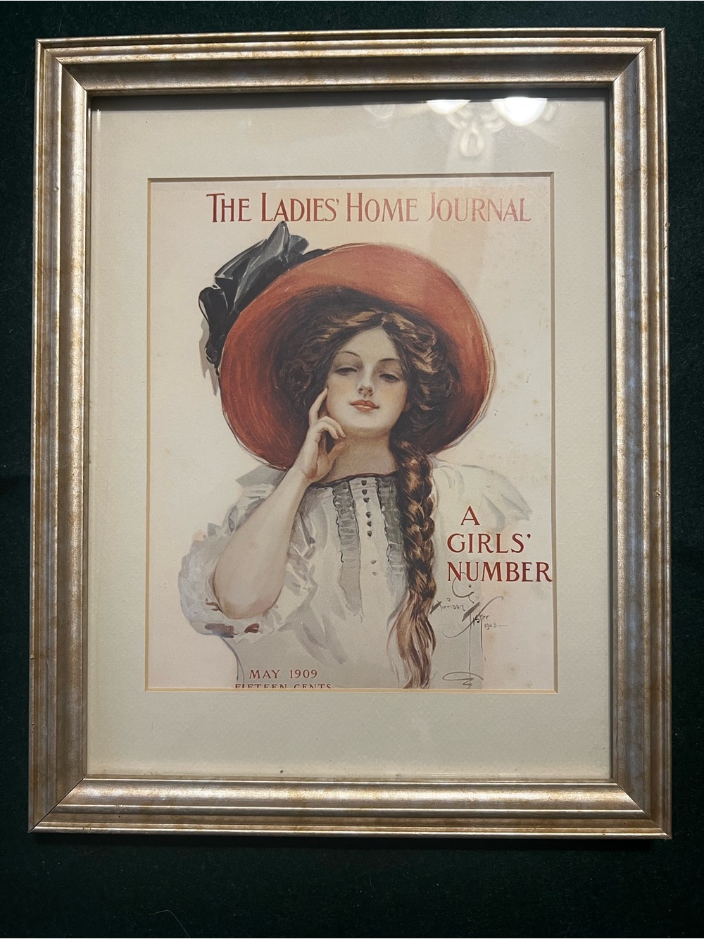 The Ladies Home Journal Vintage Cover Art Print - Rust Hat, Cream Dress